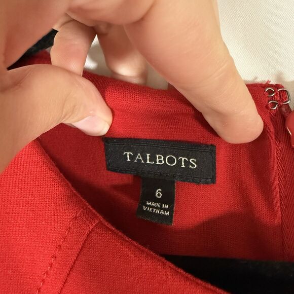 Talbots Knee Length Dress Women's 6 Red Sleeveless Zip Back Round Neck - Picture 4 of 11